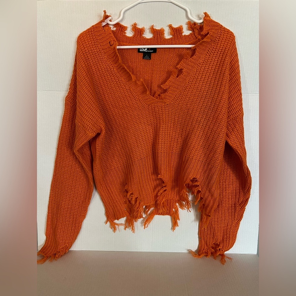 Love Women's Vibrant Orange V-Neck Sweater